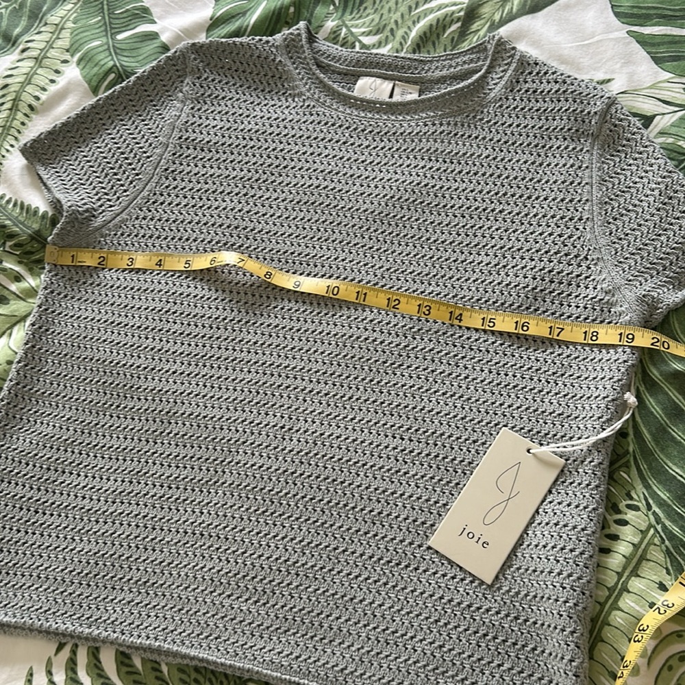 ⭐️NWT!⭐️Joie Sage Green Crochet Knit Cotton Sweater Top Sz Lg with MEASUREMENTS - Picture 10 of 10
